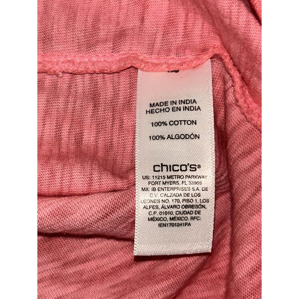 Chico's Coral V-Neck Shift Dress Slub Cotton Crochet Trim - Size 3 (Fits XL - Picture 7 of 9
